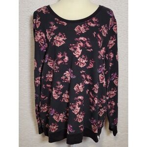 Torrid Active Sweatshirt Size 1 Fleece Floral Long Sleeve Pullover 1317